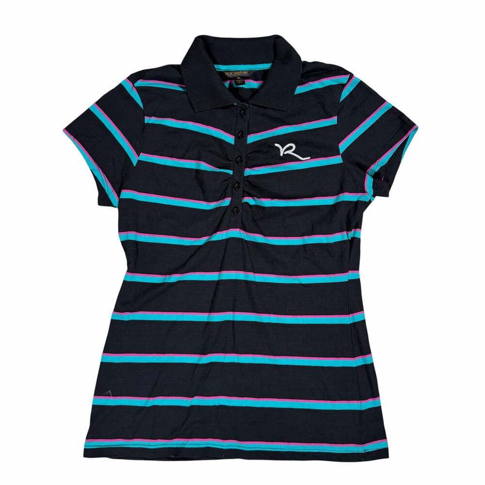 Rocawear Women's Striped Short Sleeve Polo Shirt XL